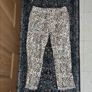 Leopard Print Distressed Jeans